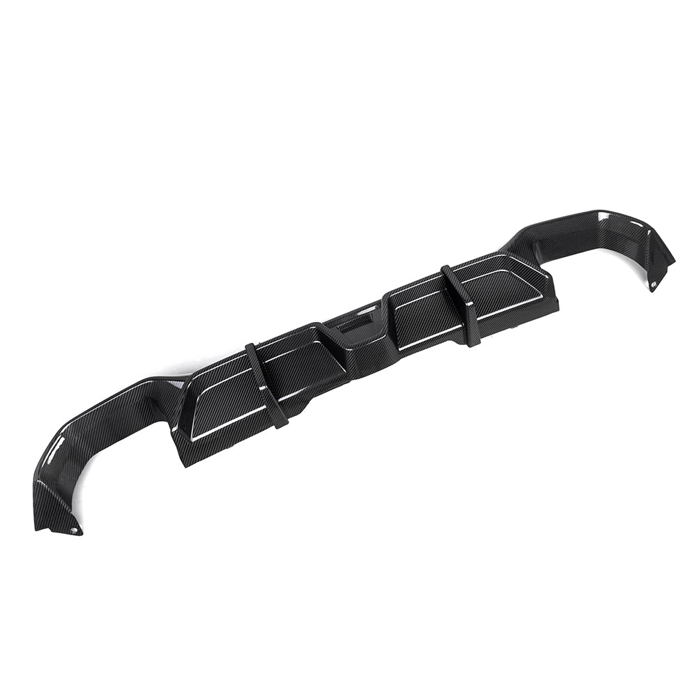 SOOQOO BMW X4 G02 carbon fibre rear diffuser - top-down view showing panel alignment