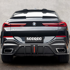SOOQOO BMW X6 G06 carbon fibre rear diffuser - rear three-quarter view