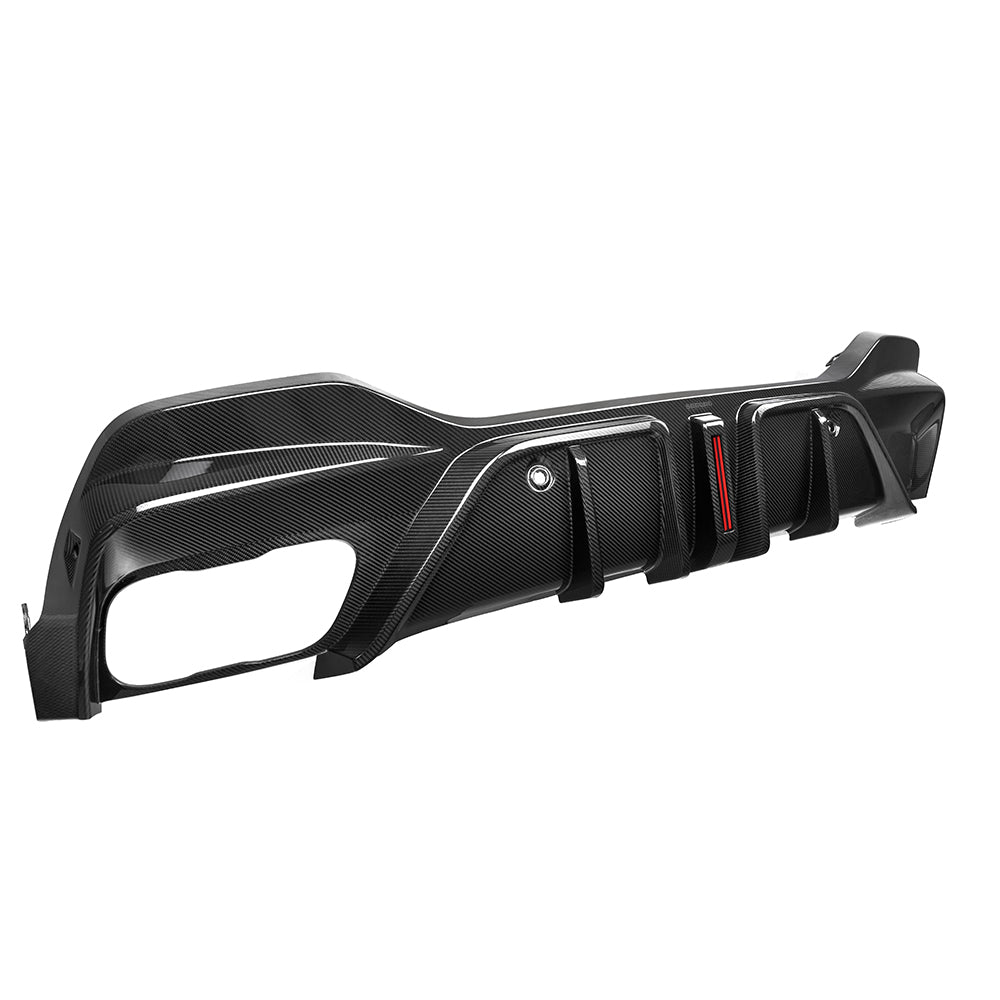 SOOQOO BMW X6 G06 carbon fibre rear diffuser - side profile view