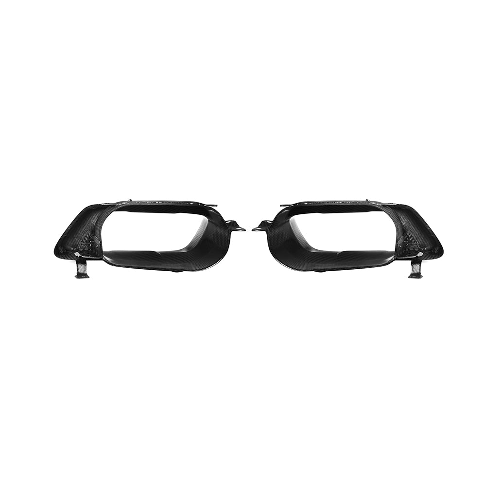 SOOQOO BMW X5 G05 carbon fibre exhaust tips - top-down view showing panel alignment