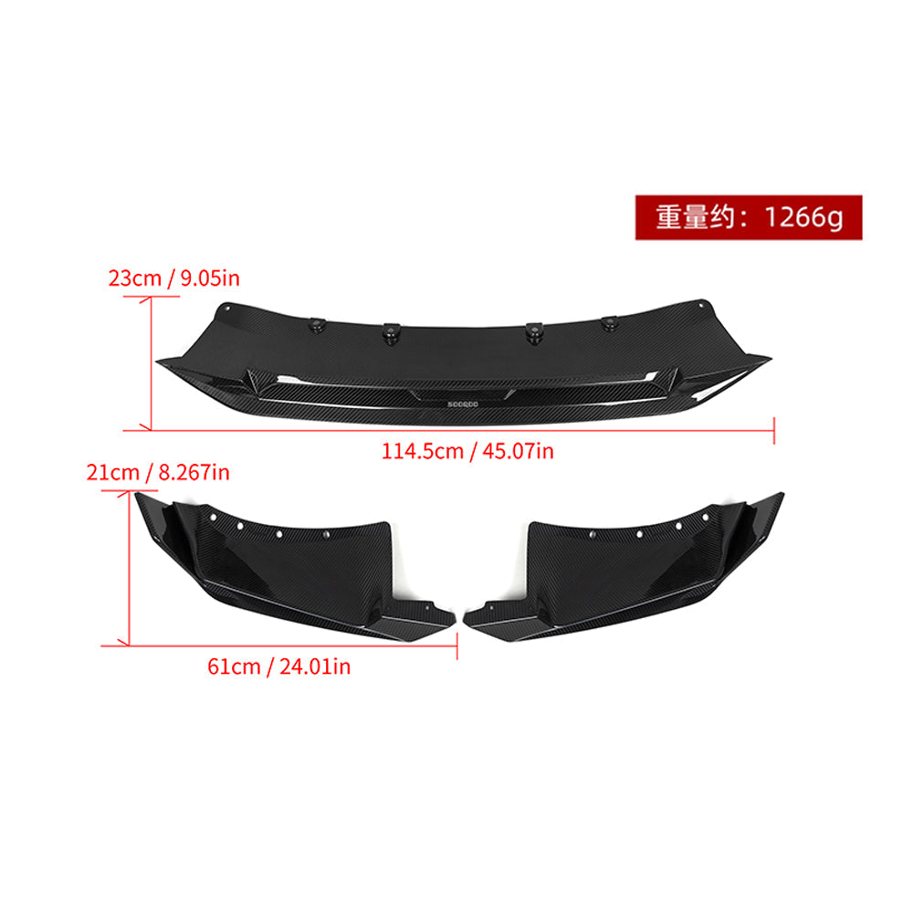 SOOQOO BMW X5 G05 carbon fibre front splitter - rear three-quarter view