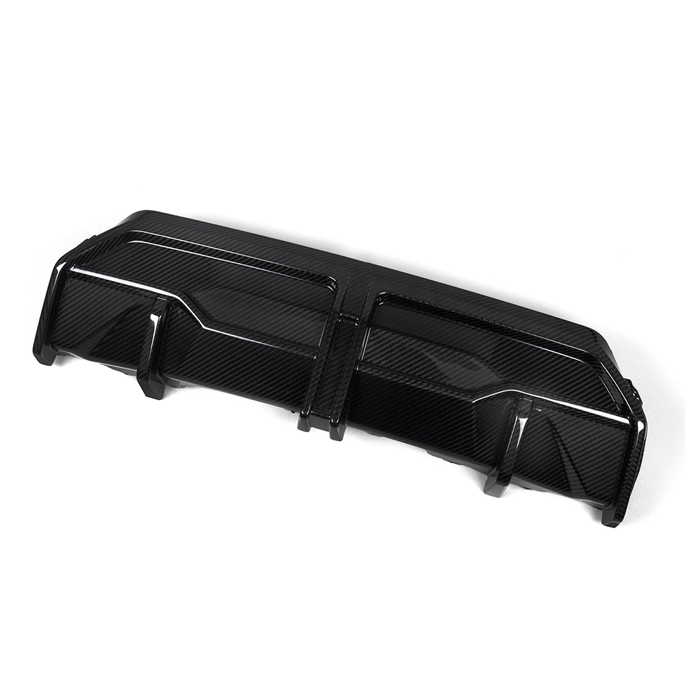 SOOQOO BMW 2 Series G42 carbon fibre rear diffuser - front three-quarter view