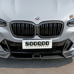SOOQOO BMW X3 G01 carbon fibre front splitter - close-up of carbon fibre weave detail