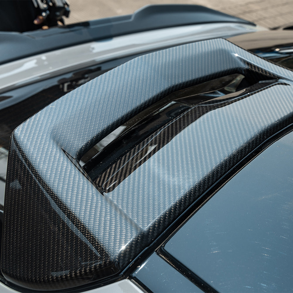 SOOQOO BMW X4M F98 carbon fibre spoiler - front three-quarter view