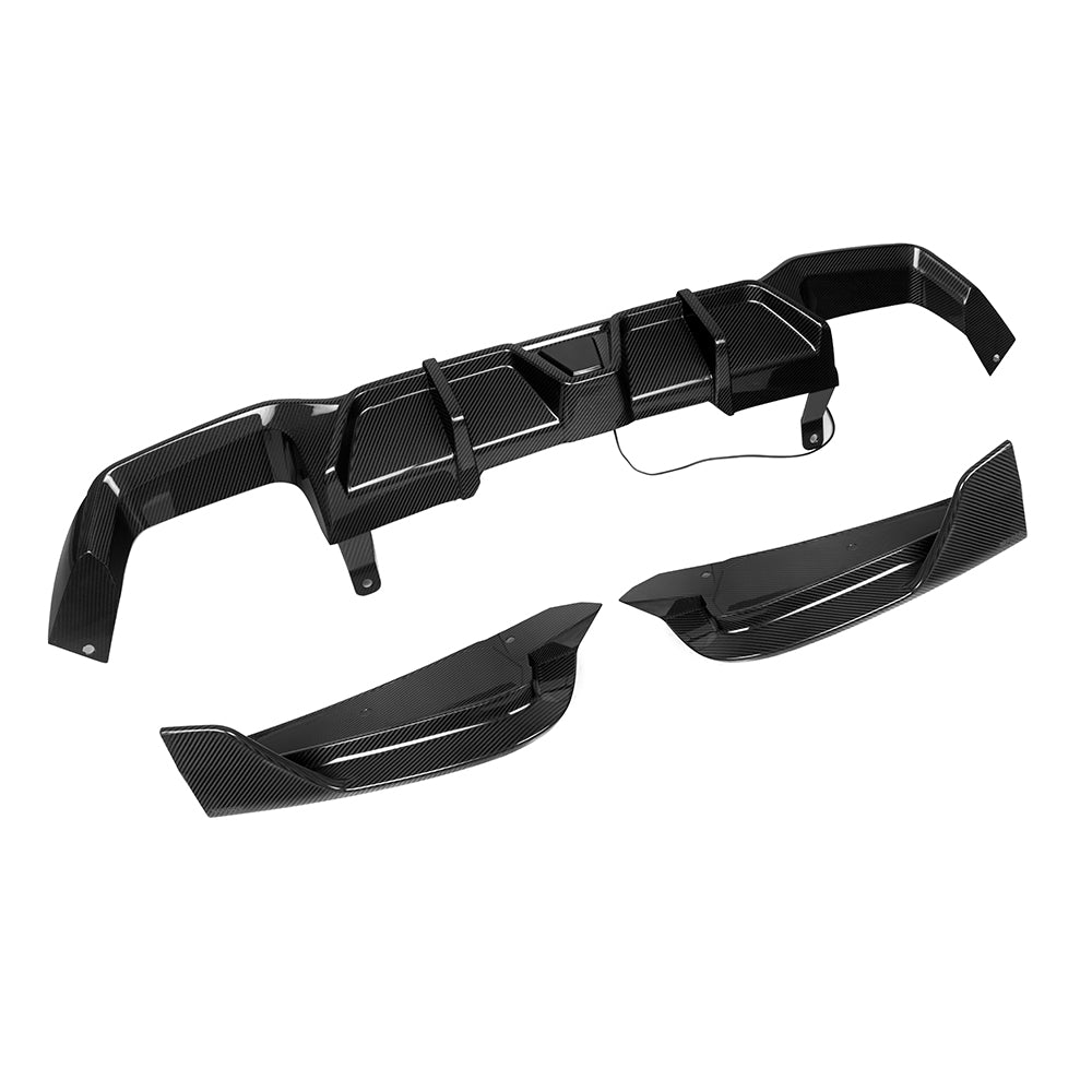 SOOQOO BMW X4M F98 carbon fibre rear diffuser - side profile view