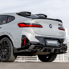 SOOQOO BMW X4M F98 carbon fibre rear diffuser - rear three-quarter view
