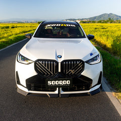 SOOQOO BMW X3 G45 carbon fibre front splitter - rear three-quarter view