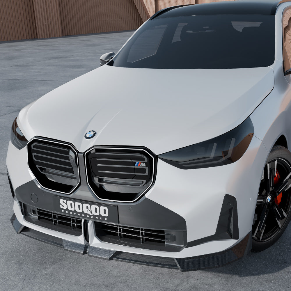 SOOQOO BMW X3 G45 carbon fibre front splitter - full vehicle shot with part installed