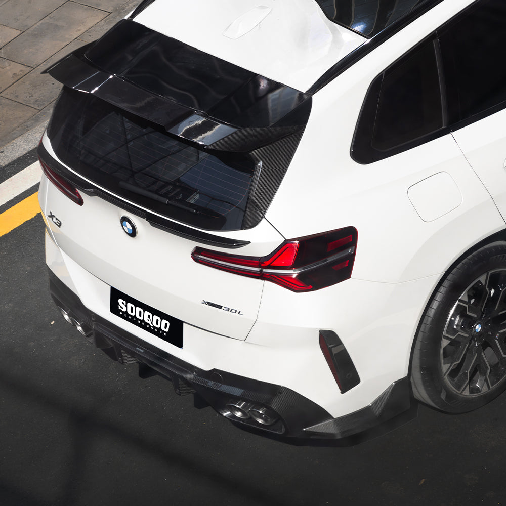 SOOQOO BMW X3 G45 carbon fibre carbon trim - top-down view showing panel alignment