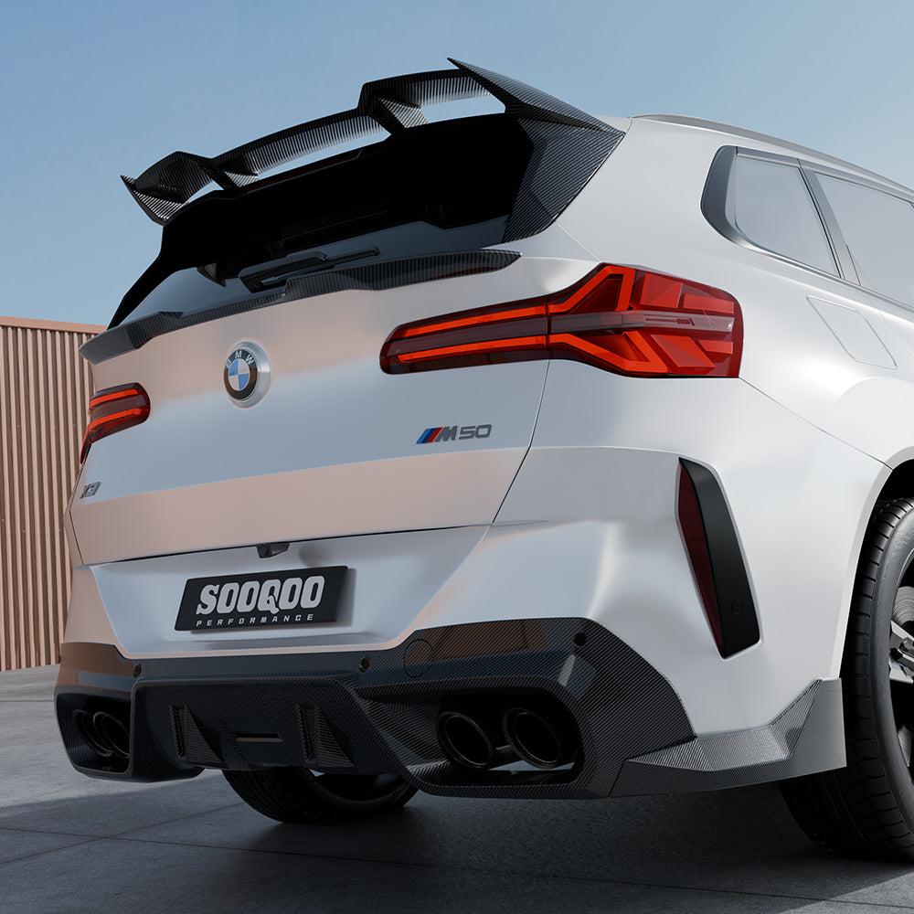 SOOQOO BMW X3 G45 carbon fibre rear diffuser - side profile view