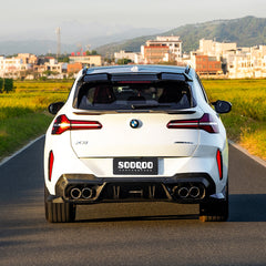 SOOQOO BMW X3 G45 carbon fibre rear diffuser - rear three-quarter view