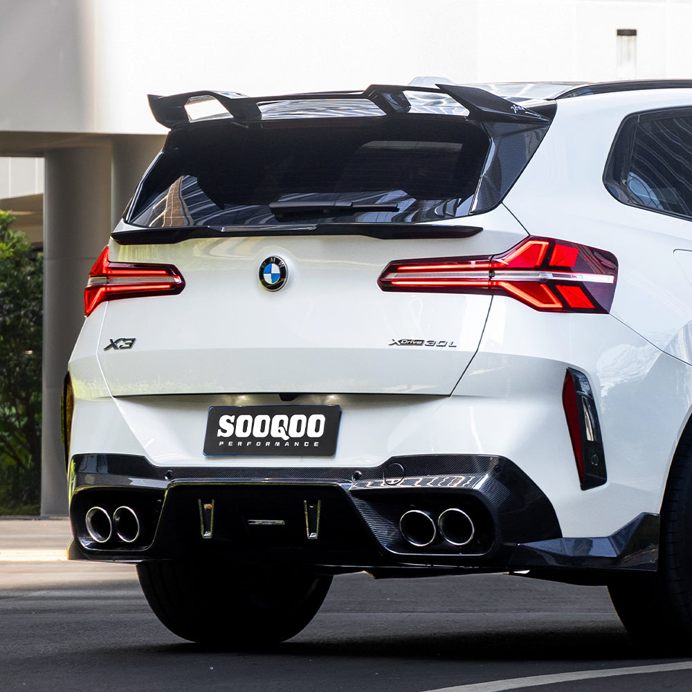 SOOQOO BMW X3 G45 carbon fibre carbon trim - rear three-quarter view