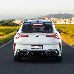 SOOQOO BMW X3 G45 carbon fibre spoiler - rear three-quarter view