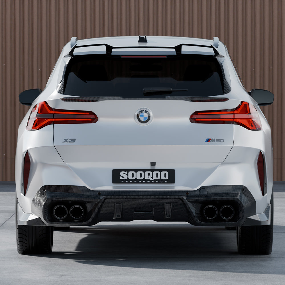 SOOQOO BMW X3 G45 carbon fibre spoiler - side profile view