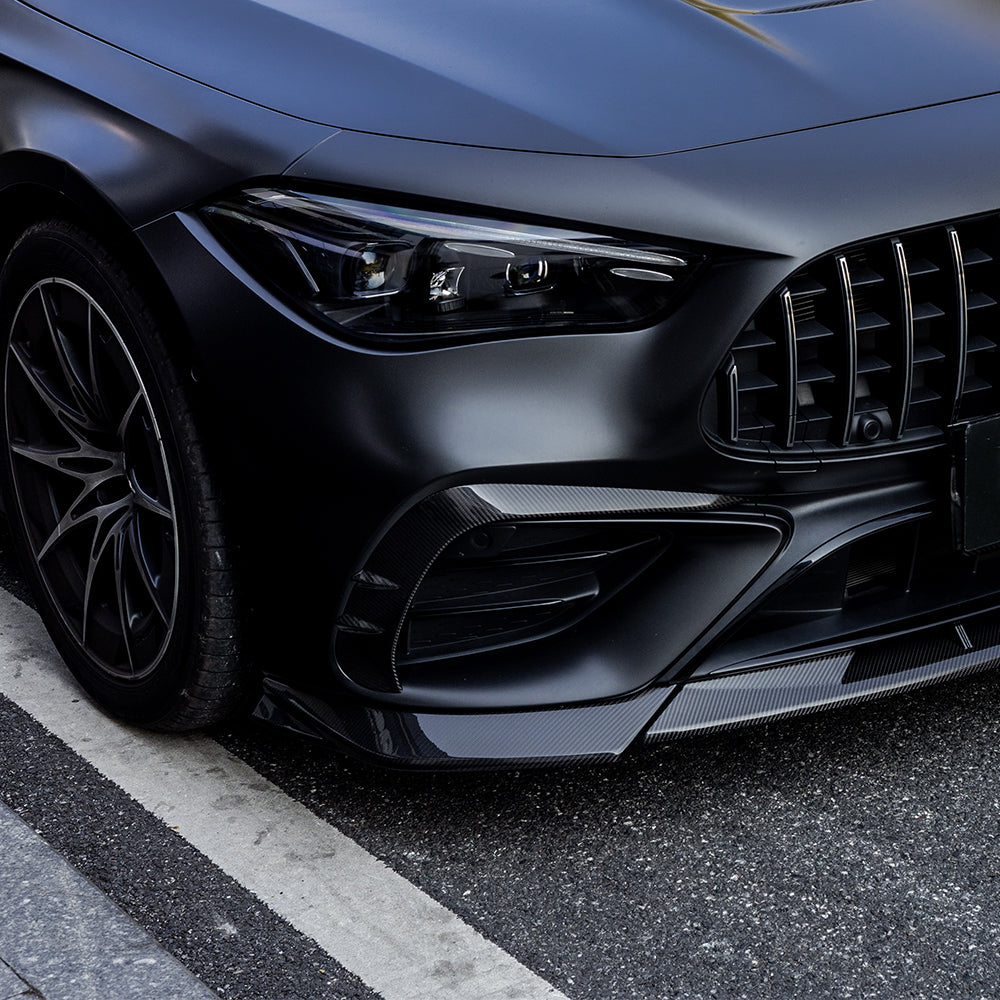 SOOQOO Mercedes-Benz CLE 53  carbon fibre front bumper trim - top-down view showing panel alignment