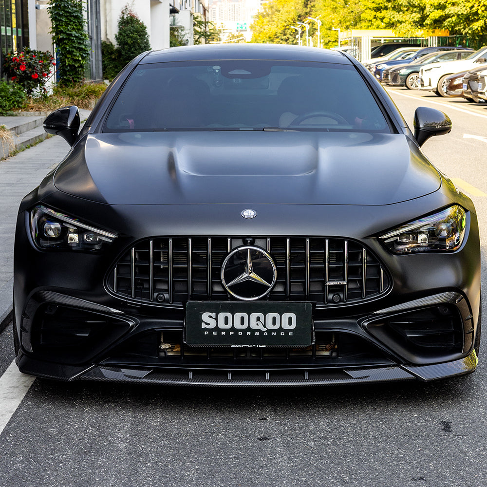 SOOQOO Mercedes-Benz CLE 53  carbon fibre front bumper trim - full vehicle shot with part installed