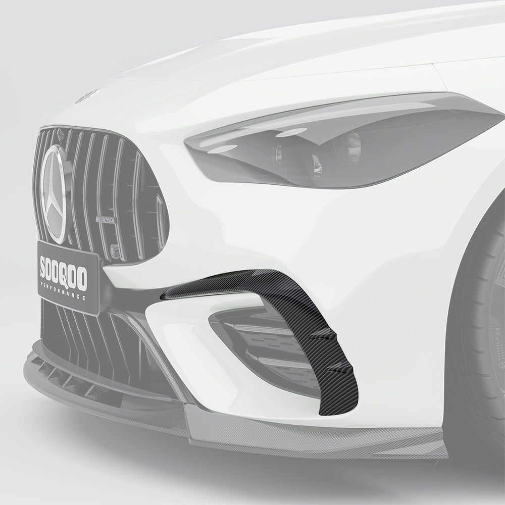 SOOQOO Mercedes-Benz CLE 53  carbon fibre front bumper trim - rear three-quarter view