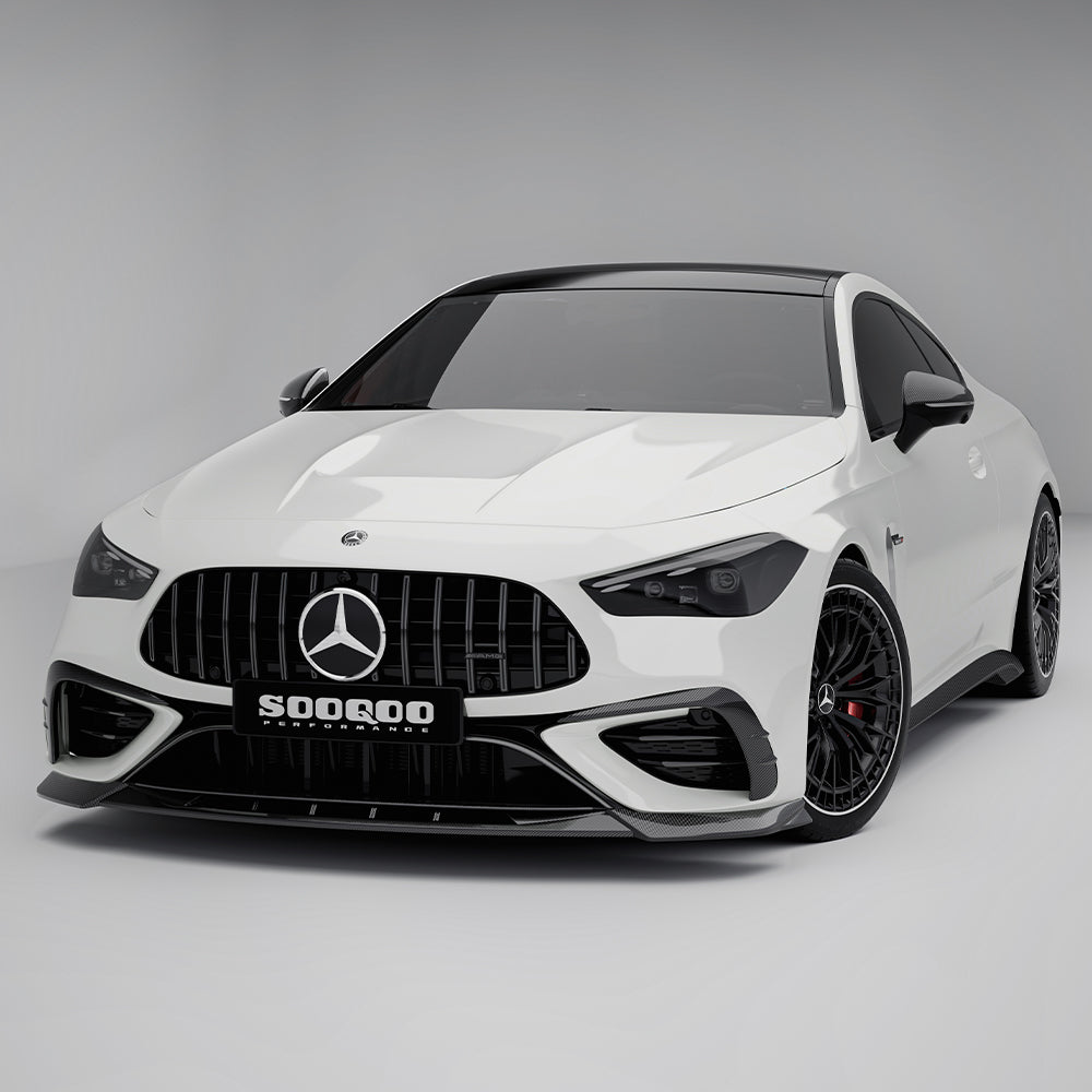 SOOQOO Mercedes-Benz CLE 53  carbon fibre front splitter - close-up of carbon fibre weave detail