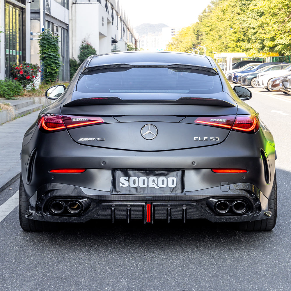 SOOQOO Mercedes-Benz CLE 53  carbon fibre rear diffuser - full vehicle shot with part installed