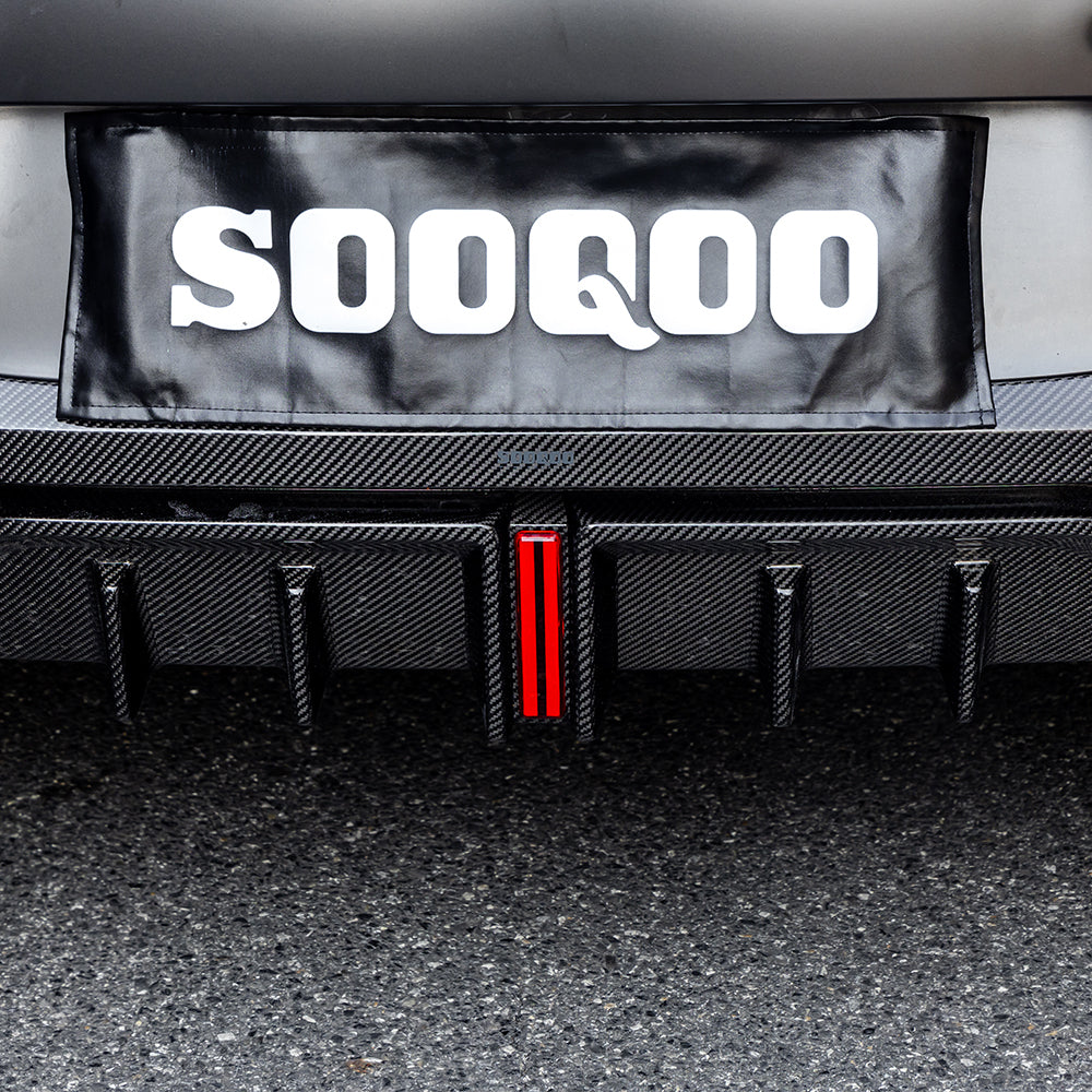 SOOQOO Mercedes-Benz CLE 53  carbon fibre rear diffuser - full vehicle shot with part installed