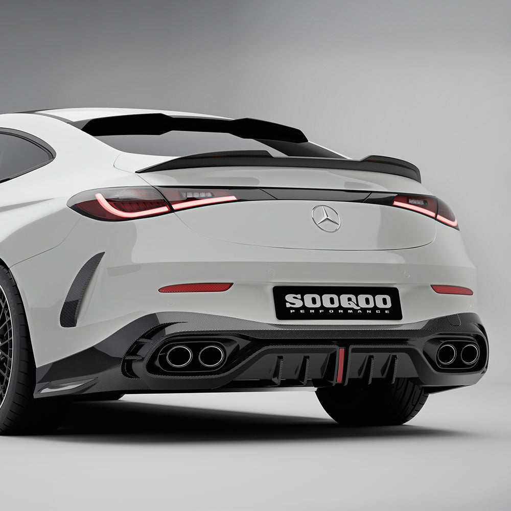 SOOQOO Mercedes-Benz CLE 53  carbon fibre rear diffuser - side profile view