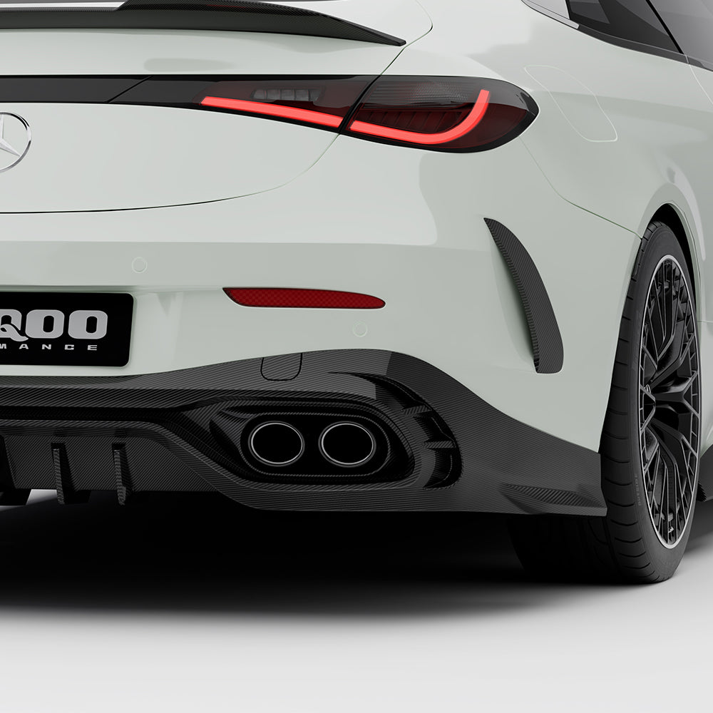SOOQOO Mercedes-Benz CLE 53  carbon fibre rear diffuser - top-down view showing panel alignment