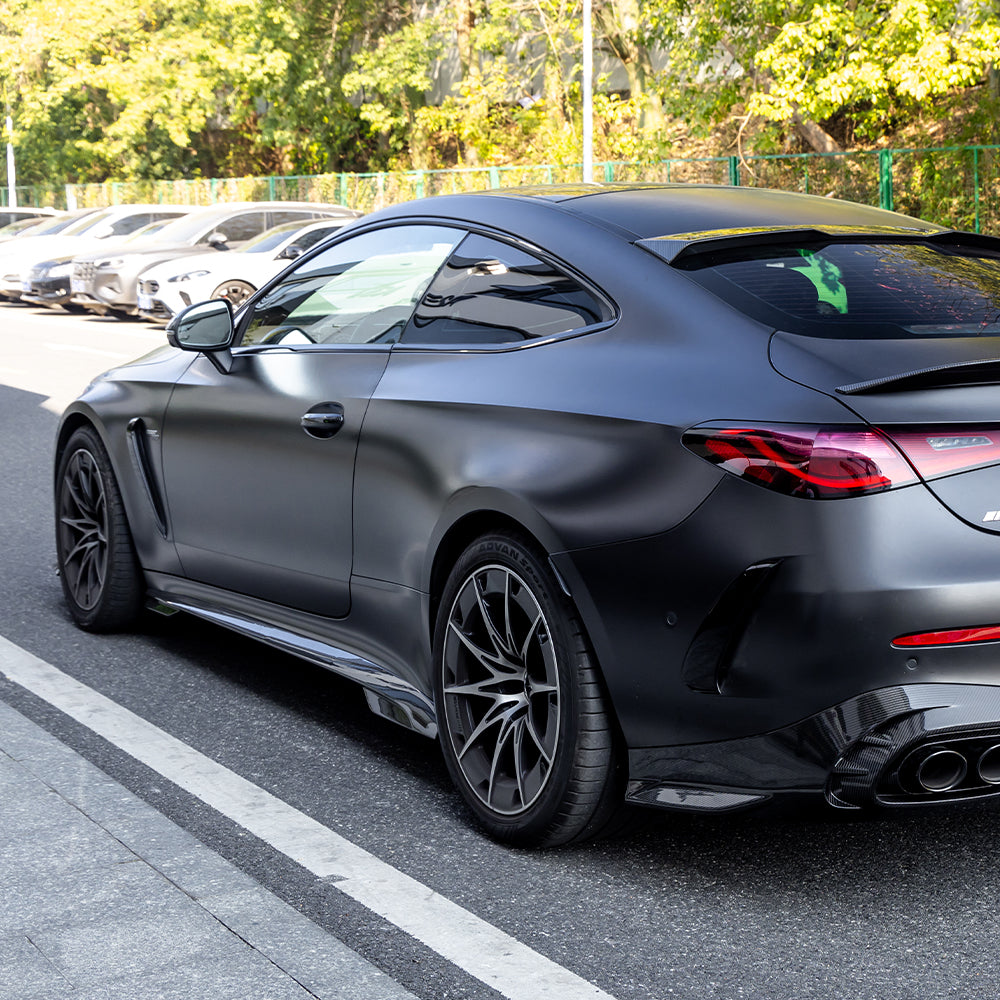 SOOQOO Mercedes-Benz CLE 53  carbon fibre side skirt - full vehicle shot with part installed