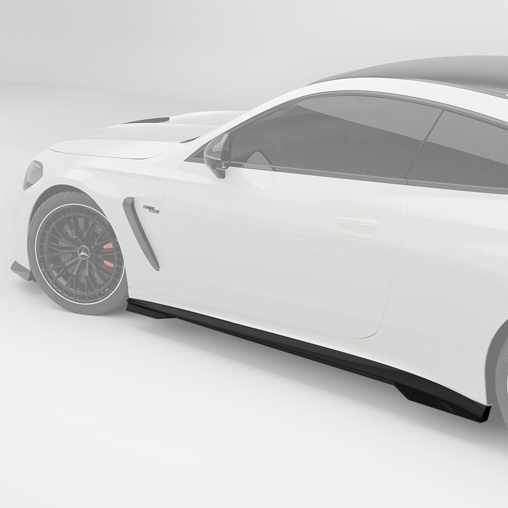 SOOQOO Mercedes-Benz CLE 53  carbon fibre side skirt - rear three-quarter view