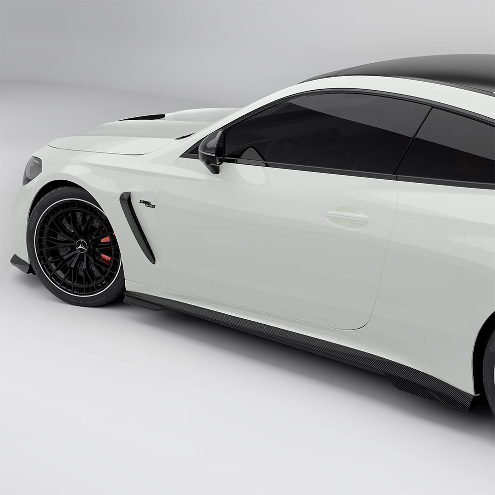 SOOQOO Mercedes-Benz CLE 53  carbon fibre side skirt - front three-quarter view