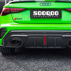 SOOQOO Audi RS3  carbon fibre rear diffuser - rear three-quarter view