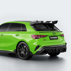 SOOQOO Audi RS3  carbon fibre rear diffuser - side profile view