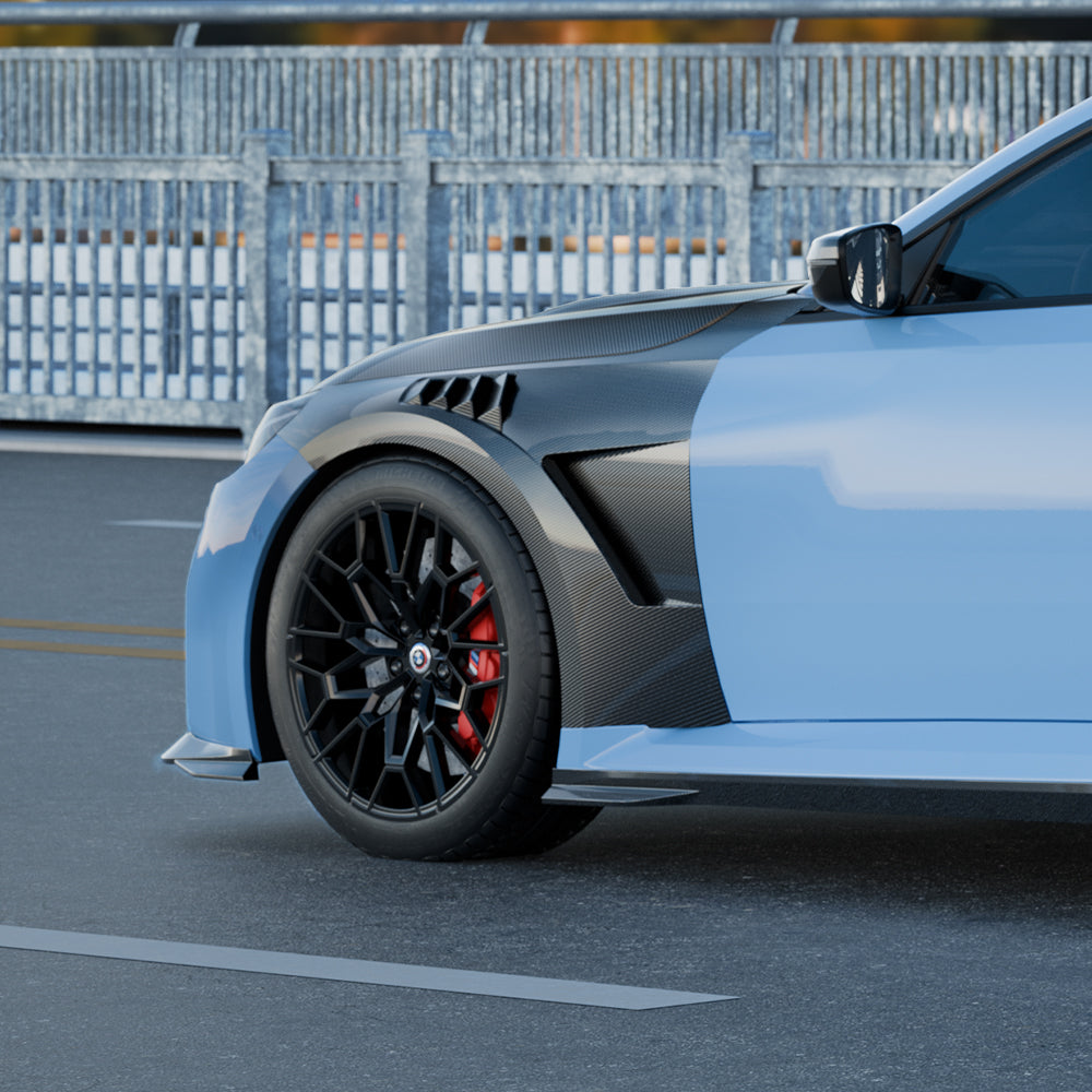 SOOQOO BMW M2 G87 carbon fibre side fender - installation fitment view