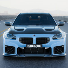SOOQOO BMW M2 G87 carbon fibre hood - side profile view