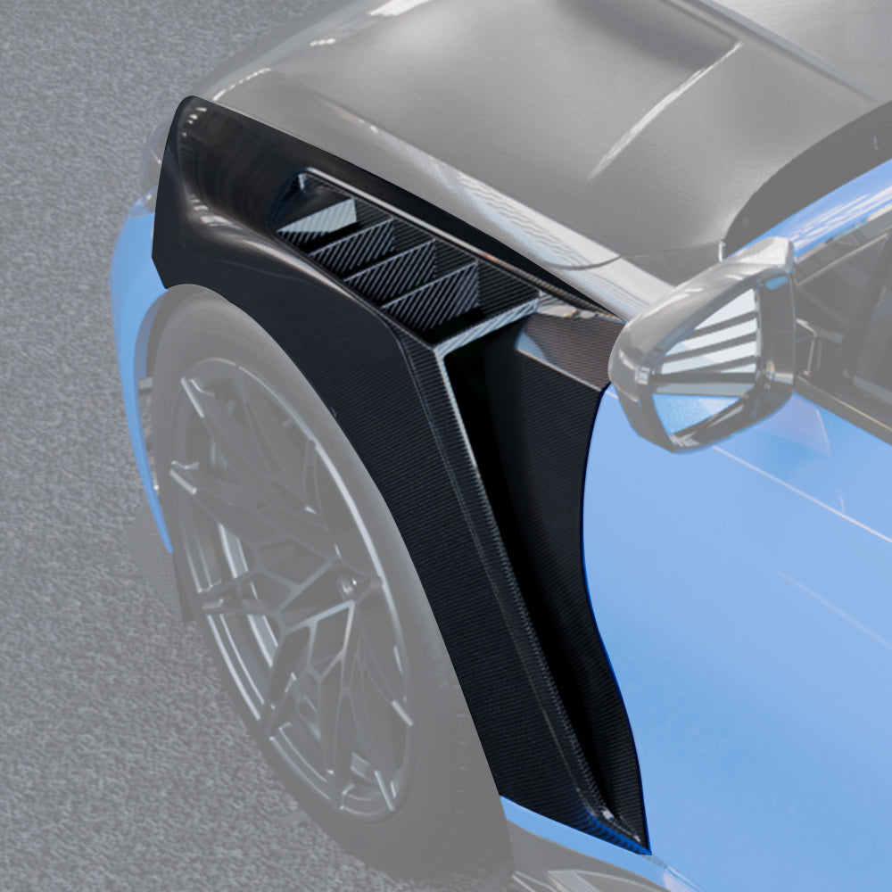 SOOQOO BMW M3 G80 carbon fibre side fender - rear three-quarter view