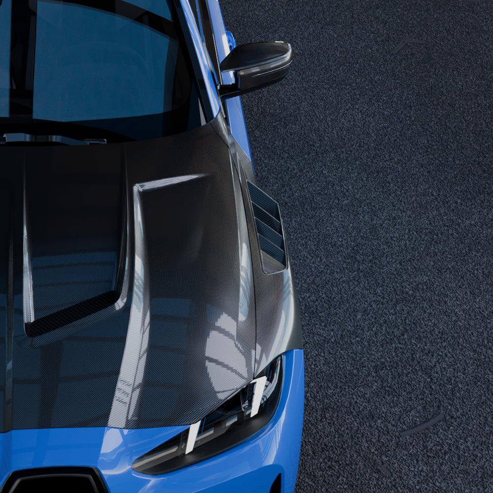 SOOQOO BMW M3 G80 carbon fibre side fender - top-down view showing panel alignment