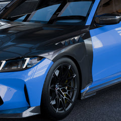 SOOQOO BMW M3 G80 carbon fibre side fender - side profile view