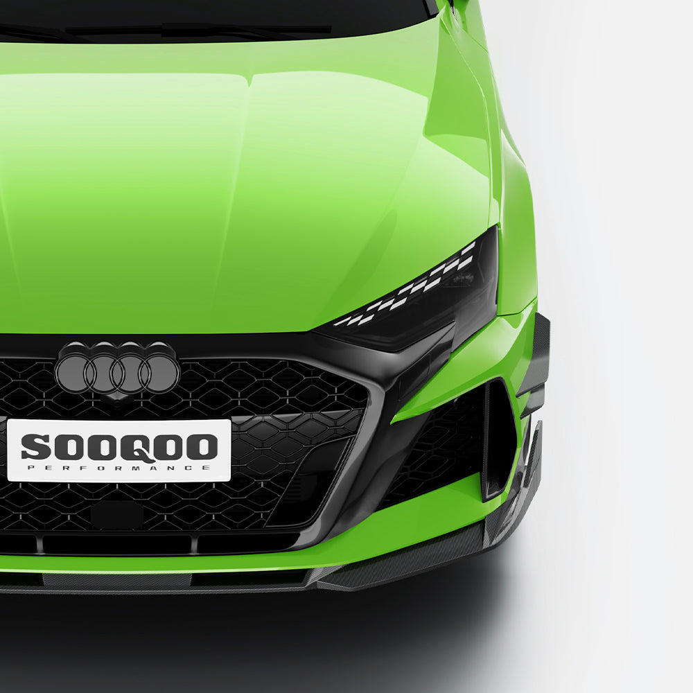 SOOQOO Audi RS3  carbon fibre canard - full vehicle shot with part installed