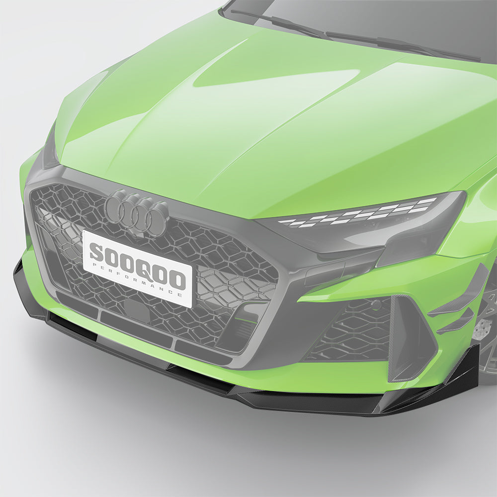 SOOQOO Audi RS3  carbon fibre front splitter - close-up of carbon fibre weave detail