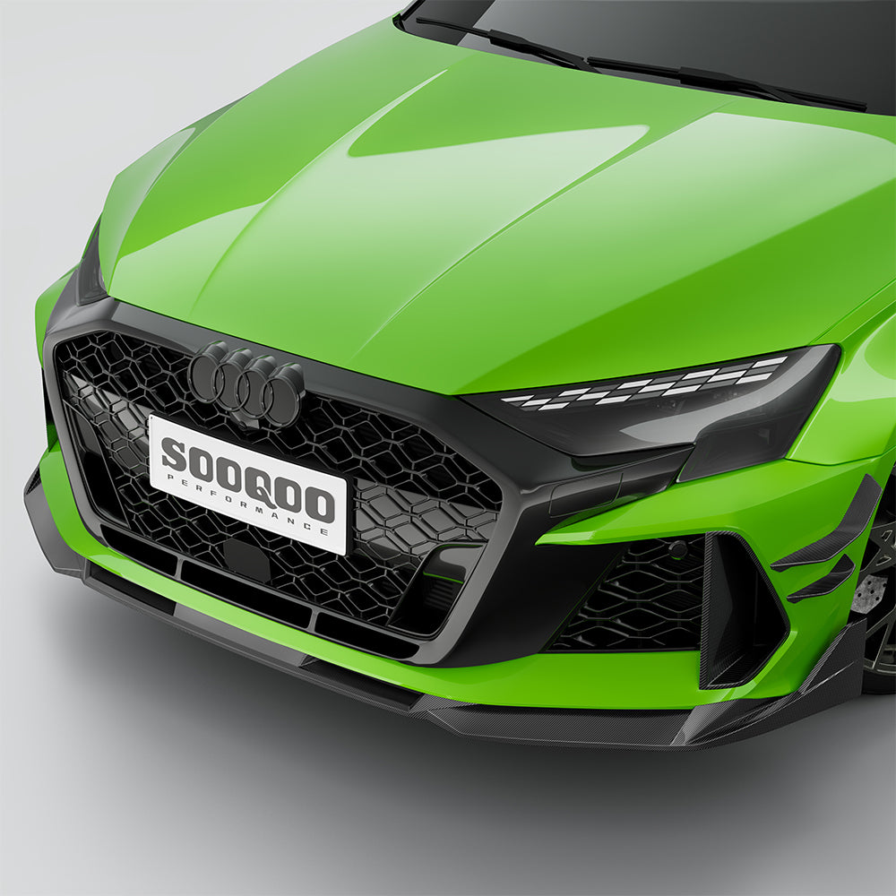 SOOQOO Audi RS3  carbon fibre front splitter - side profile view