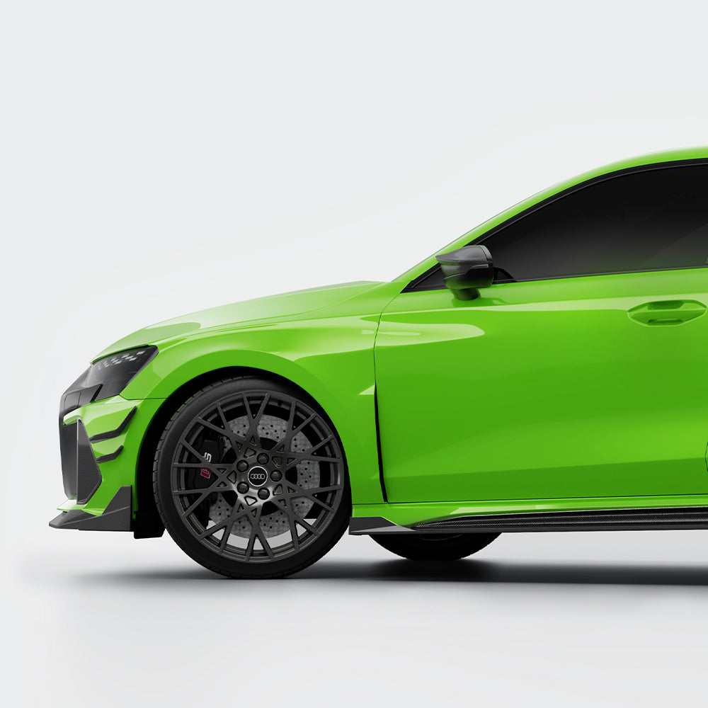 SOOQOO Audi RS3  carbon fibre mirror cap - full vehicle shot with part installed
