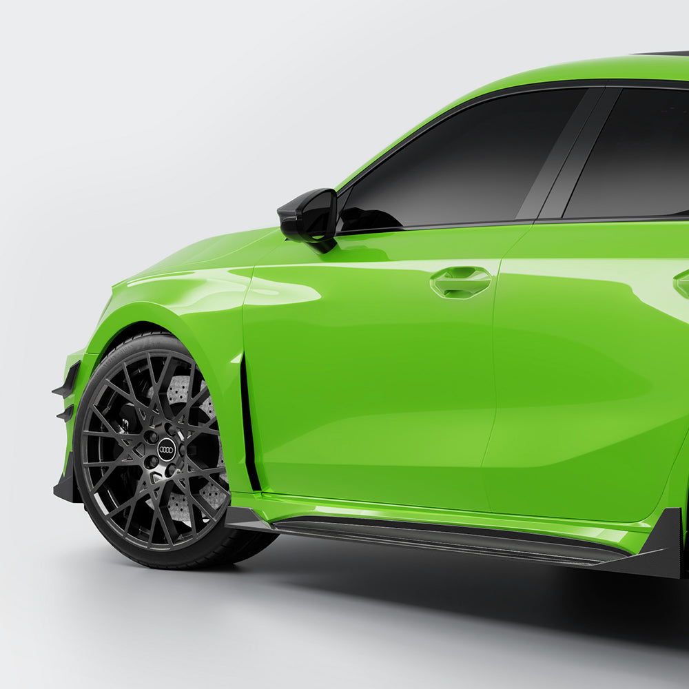 SOOQOO Audi RS3  carbon fibre mirror cap - rear three-quarter view