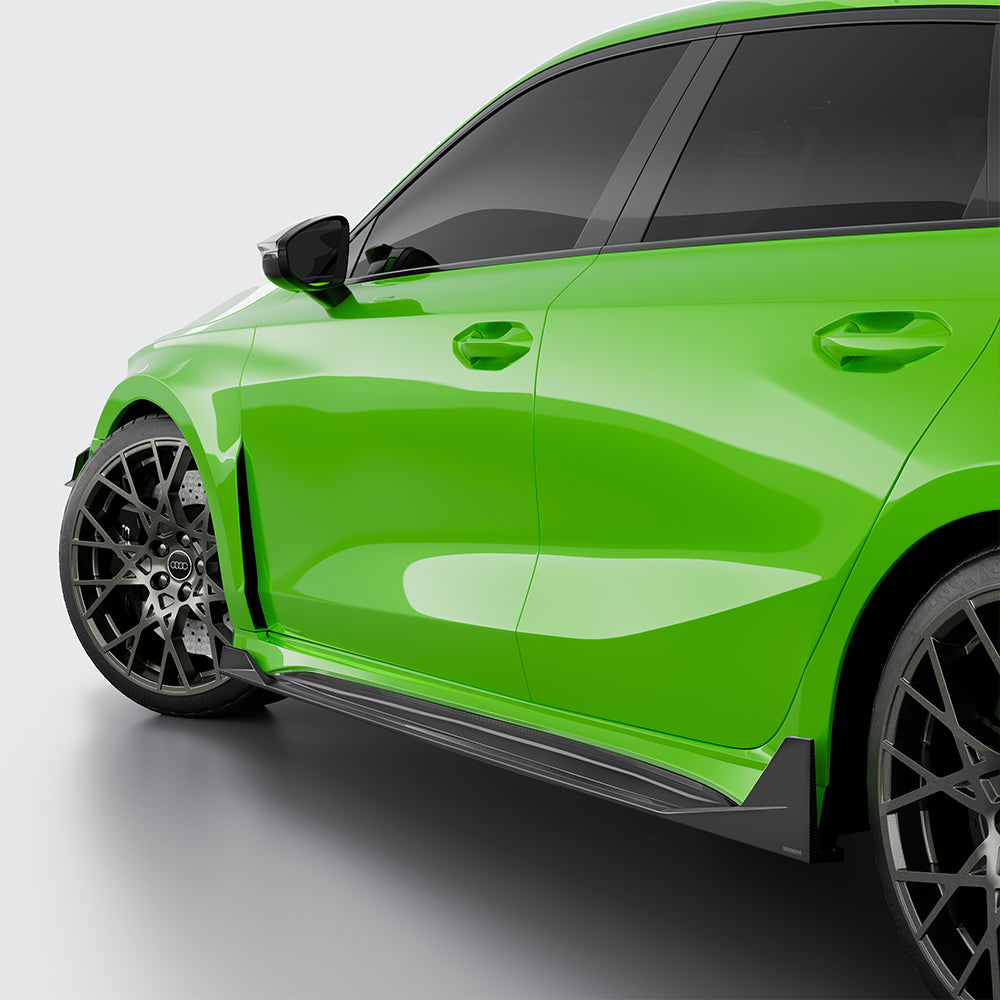 SOOQOO Audi RS3  carbon fibre side skirt - side profile view