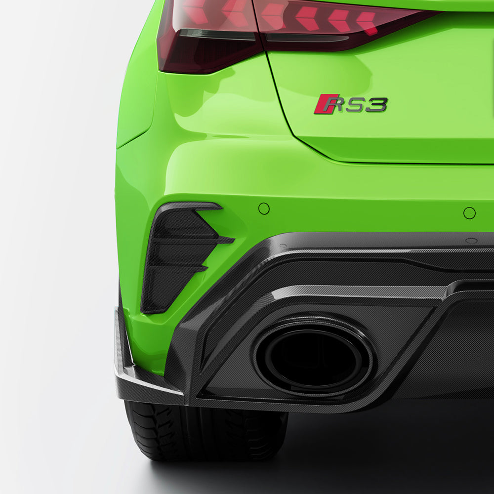 SOOQOO Audi RS3  carbon fibre carbon trim - rear three-quarter view