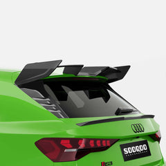 SOOQOO Audi RS3  carbon fibre spoiler - side profile view