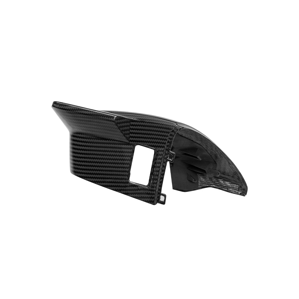 SOOQOO Audi RS3  carbon fibre mirror cap - top-down view showing panel alignment