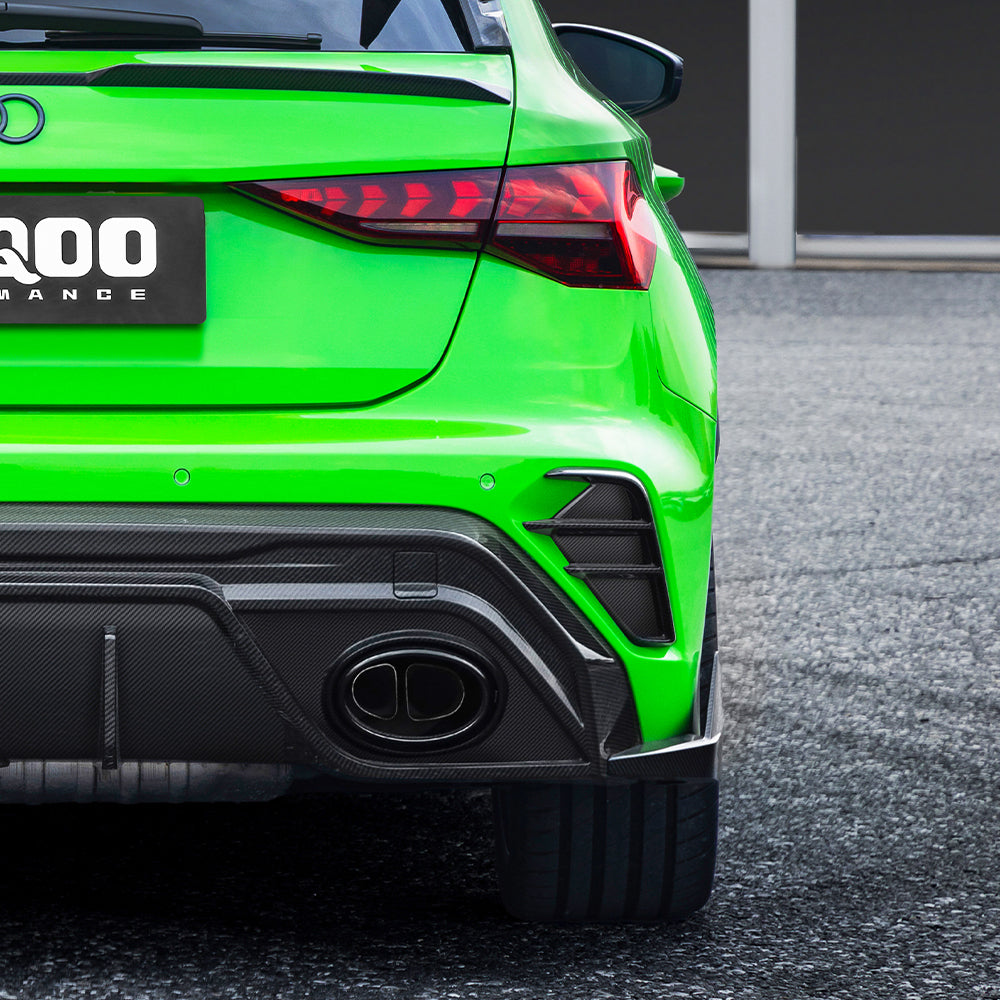 SOOQOO Audi RS3  carbon fibre carbon trim - rear three-quarter view