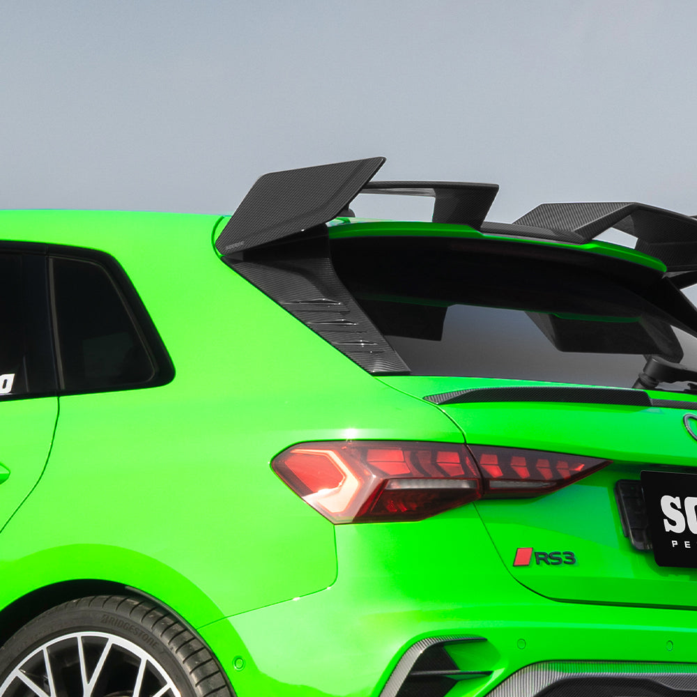 SOOQOO Audi RS3  carbon fibre carbon trim - top-down view showing panel alignment