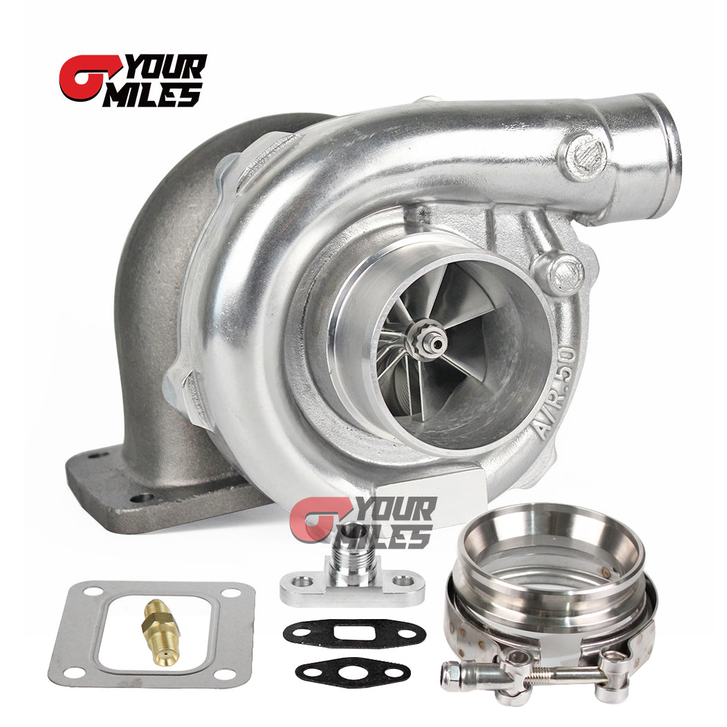 Yourmiles T67 Billet Wheel Dual Ball Bearing Turbo T4 0.68/0.81/0.96 Qtrim Turbine+Flange Clamp