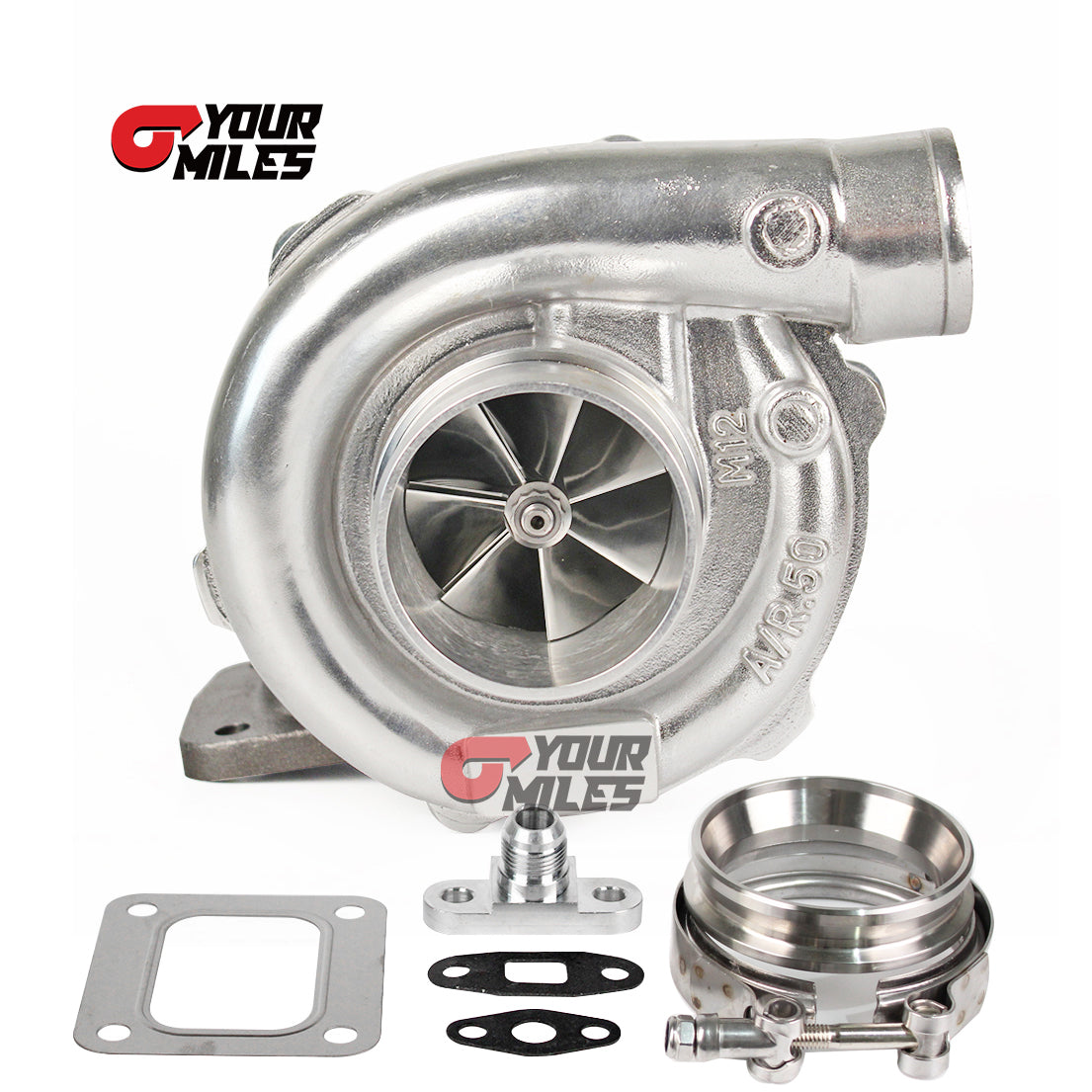 Yourmiles T67 Billet Wheel Turbocharger T4 0.68/0.81/0.96 Ptrim Turbine+Flange Clamp