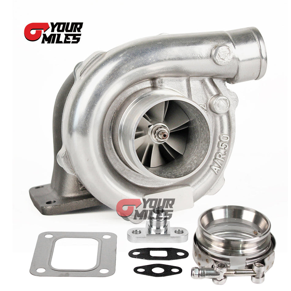 Yourmiles T67 Cast Compressor Wheel Turbocharger T4 0.68/0.81/0.96 Ptrim Turbine+Flange Clamp